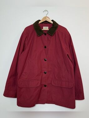 Vintage LL BEAN Barn Chore Coat Jacket in burgundy red brown corduroy collar XXL
